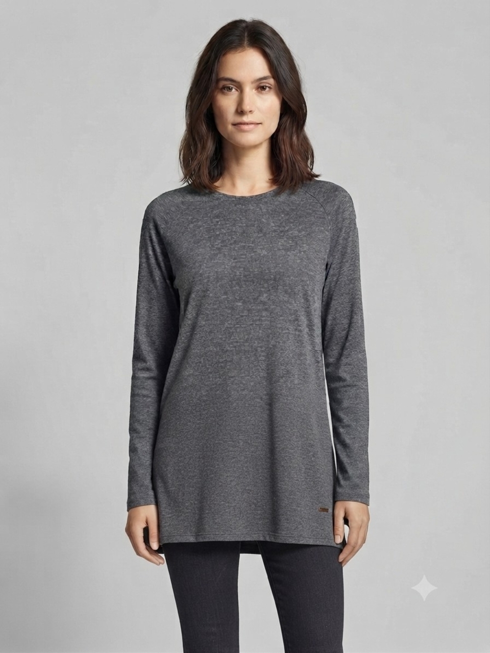 Roots Charcoal Gray Long Sleeve Crewneck Tunic Size Med